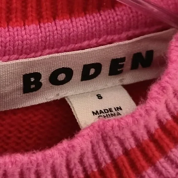 Boden Back Button Crewneck Red Sweater Size S - Picture 3 of 8
